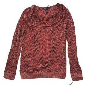 INC International Concepts Red Black Blouse Metall